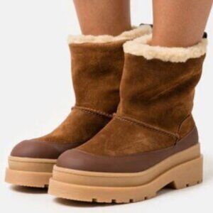 NWT Scotch & Soda Aubri Wool Lined Cognac Suede Winter Boots Sz. 8.5 EU 40